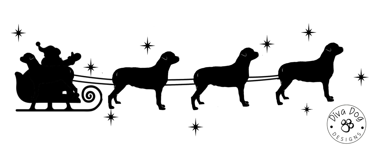 Santa's Sleigh Pulled By Rottweilers Window Decal / Sticker