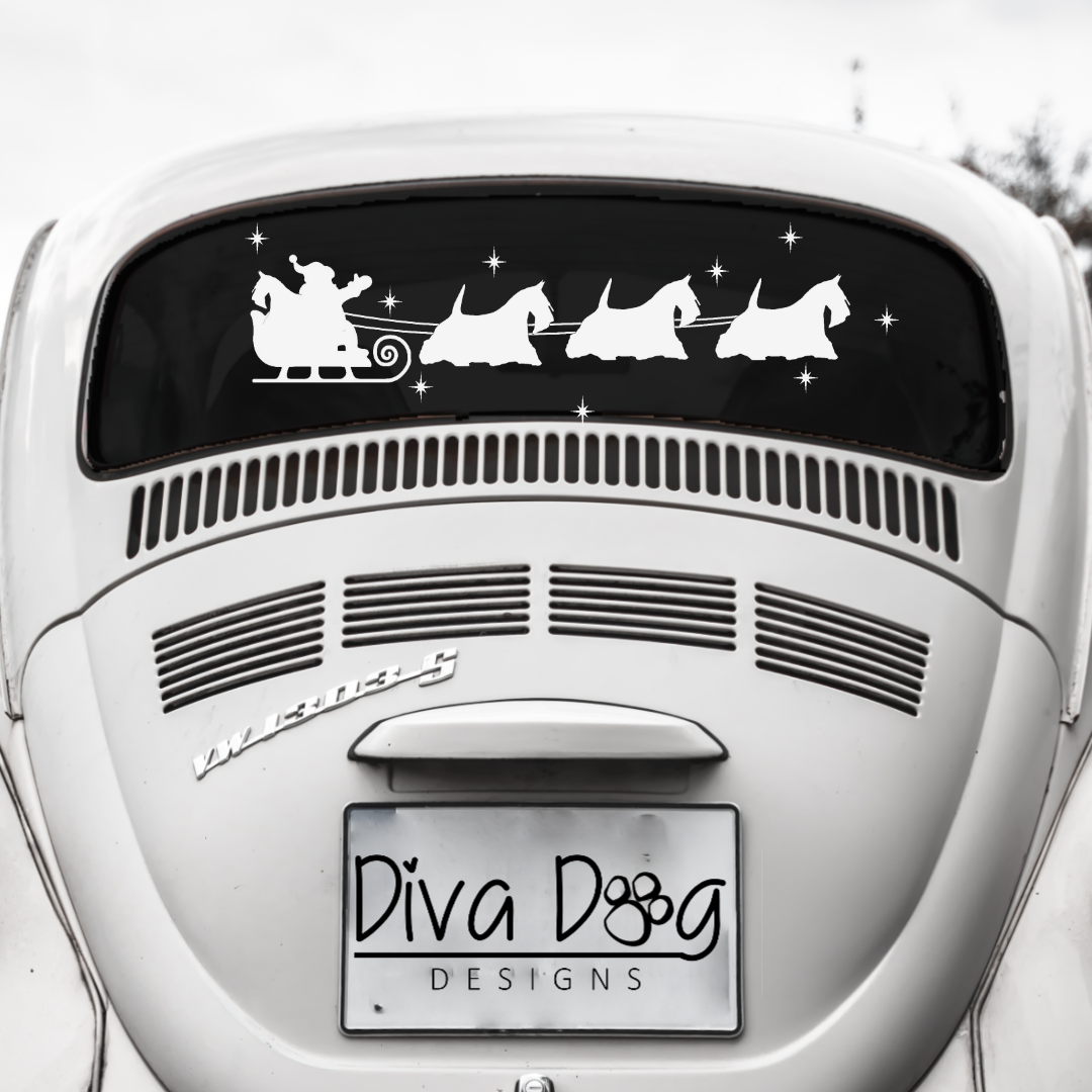 Santa and His Sleigh Pulled By Dogs Car Sticker - Add Some Festive Cheer