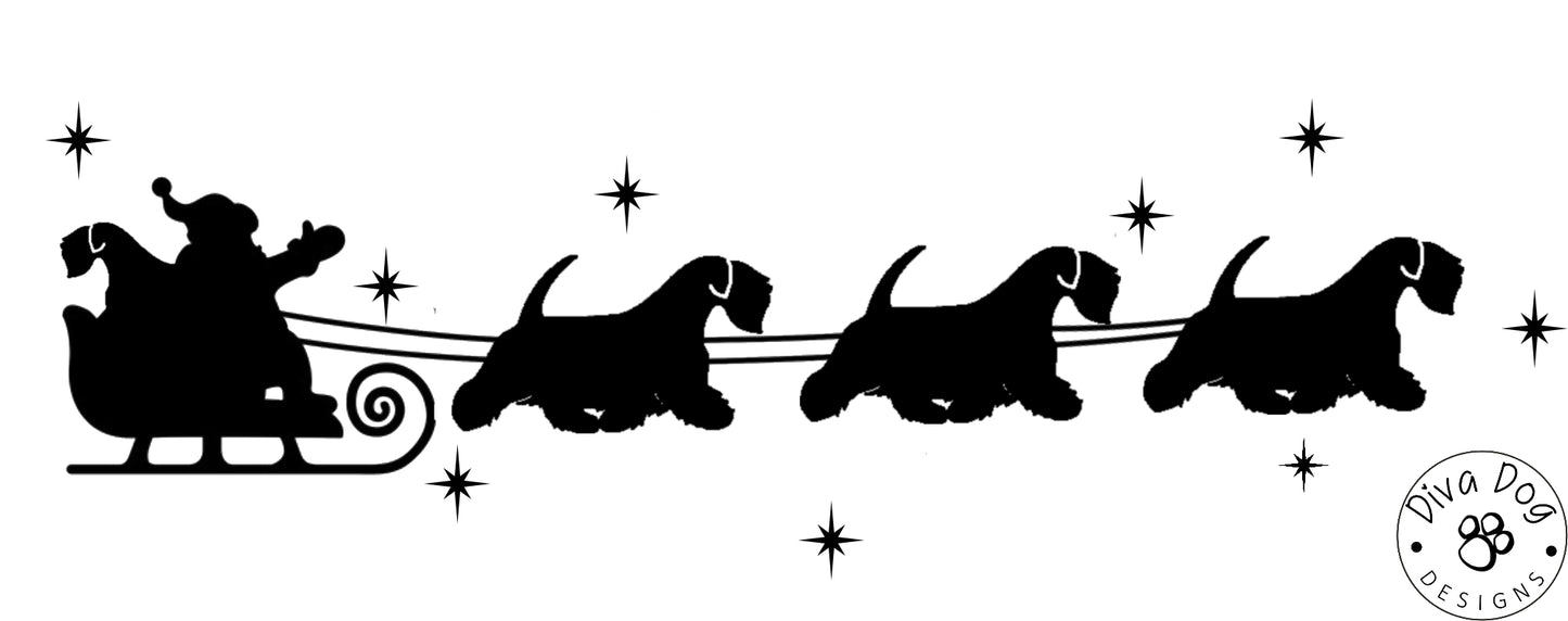 Santa's Sleigh Pulled By Sealyham Terriers Wall Decal / Sticker