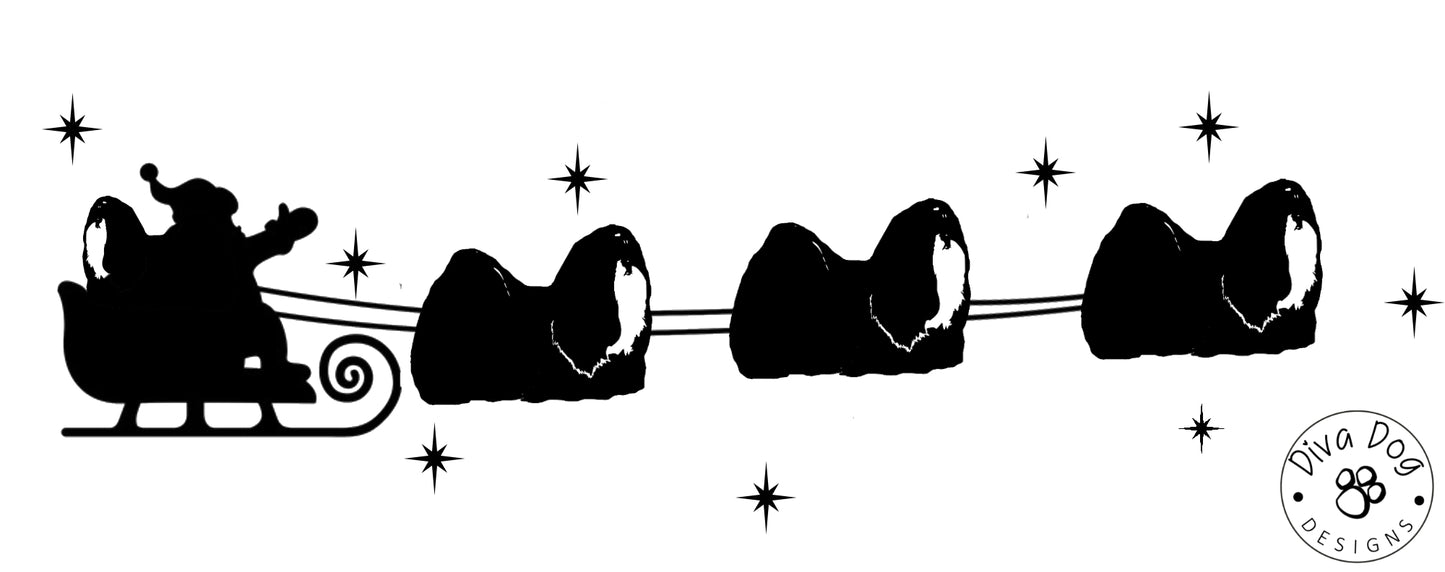 Santa's Sleigh Pulled By Shih Tzu Window Decal / Sticker