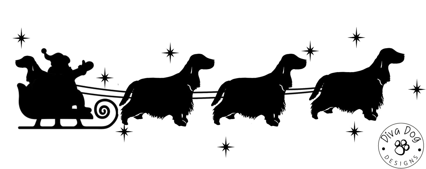 Santa's Sleigh Pulled By Springer Spaniels Wall Decal / Sticker