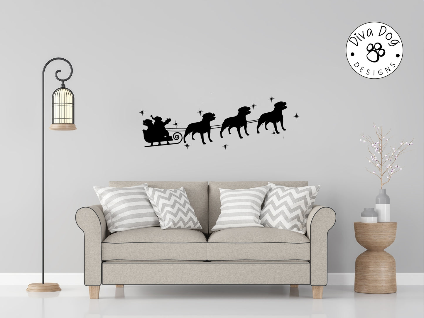 Santa's Sleigh Pulled By Staffordshire Bull Terriers / Staffies Wall Decal / Sticker