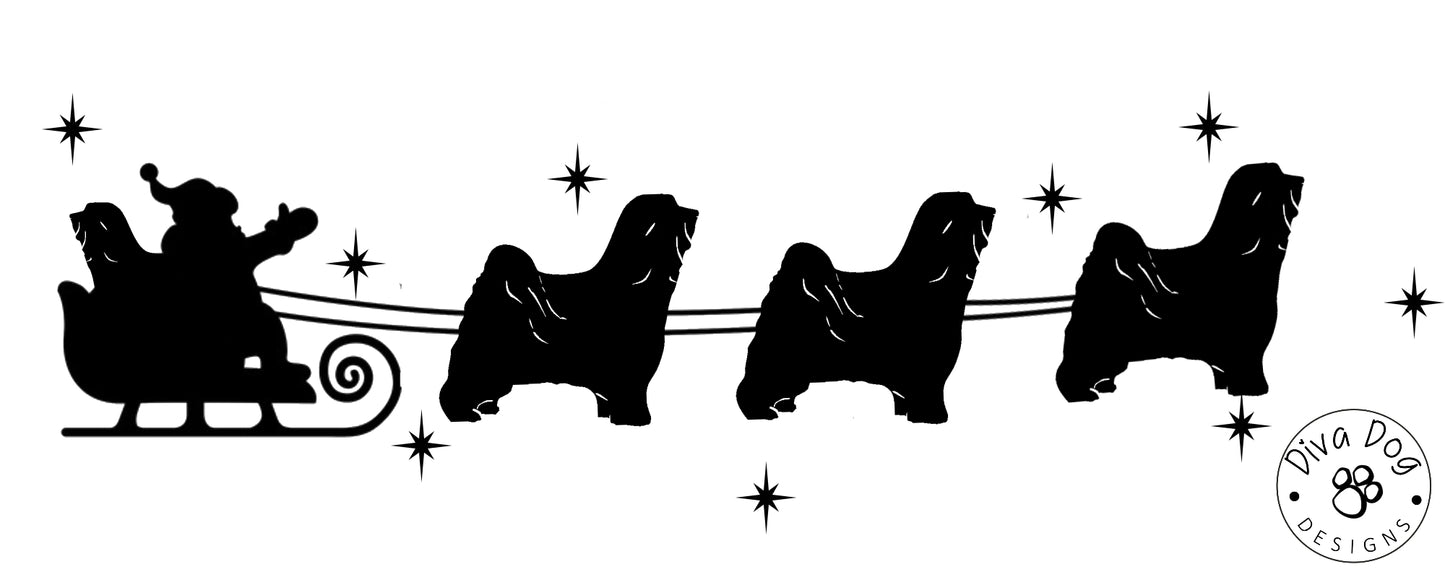 Santa's Sleigh Pulled By Tibetan Teriers Window Decal / Sticker