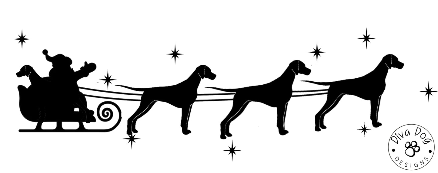 Santa's Sleigh Pulled By Weimaraners Window Decal / Sticker